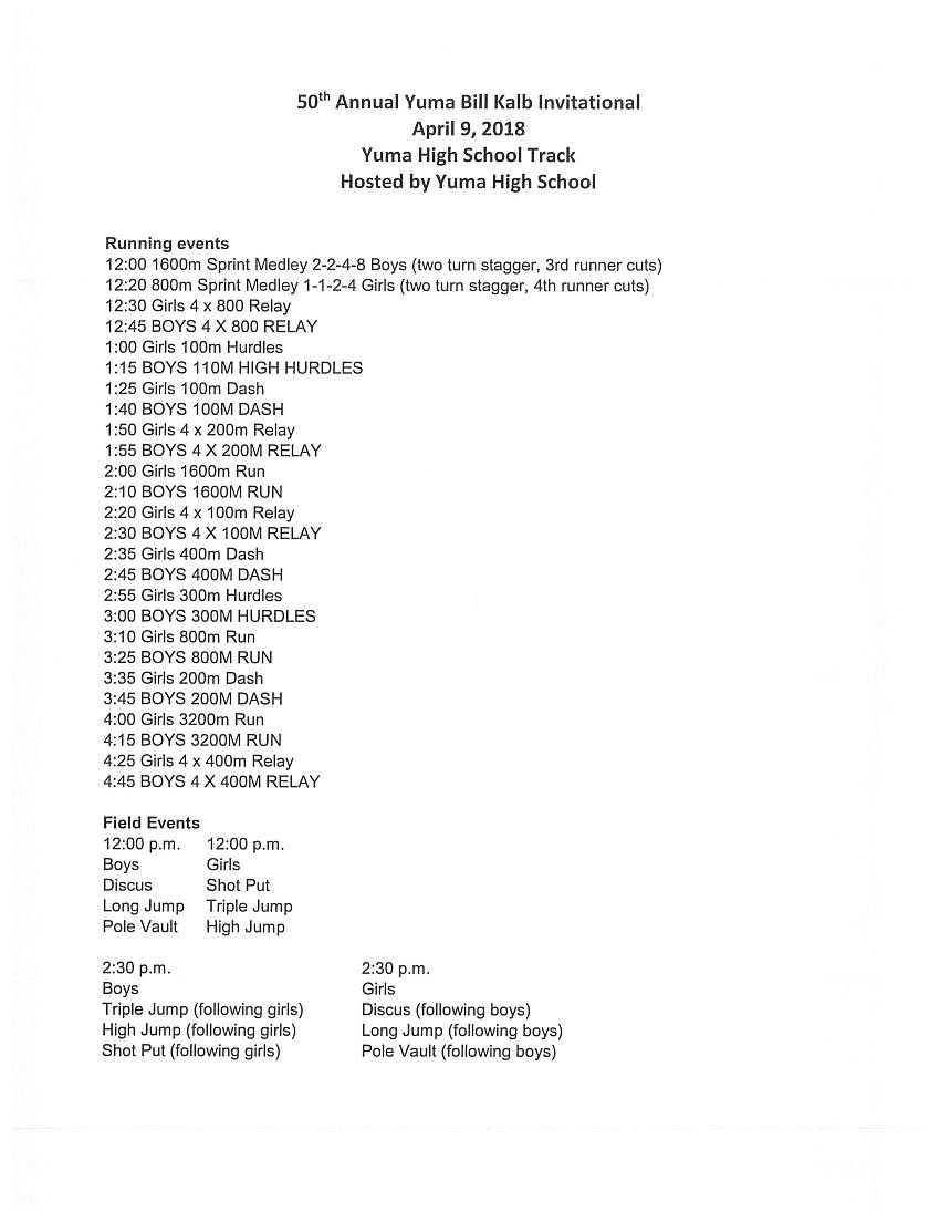 Bill Kalb Schedule