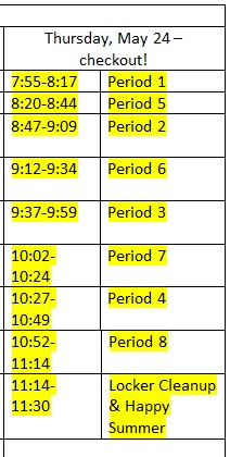 YHS Last Day Checkout