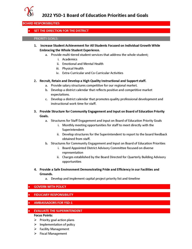 BOE Priorities and Goals