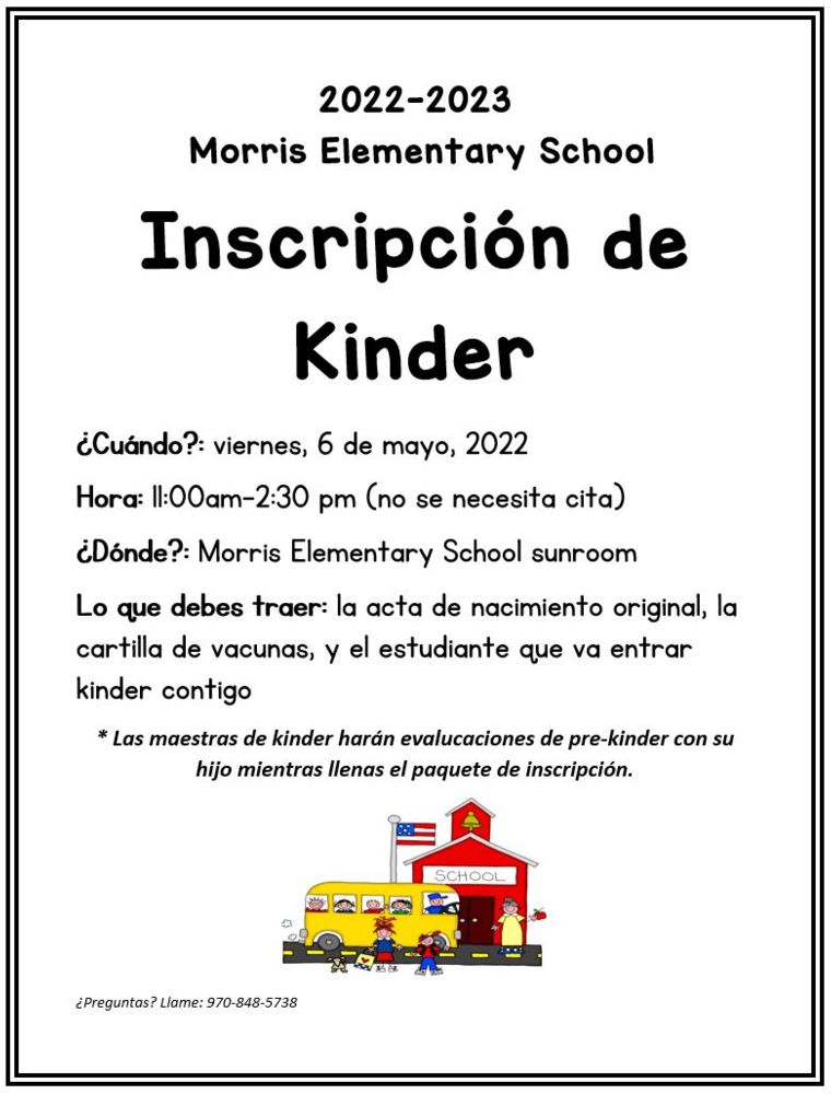 Kindergarten Registration Spanish