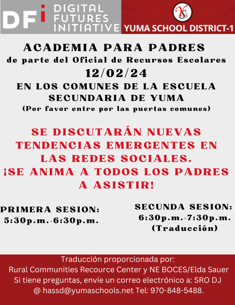 SRO Parent Academy Spanish